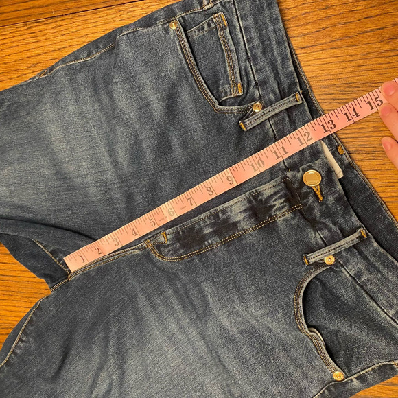 Good American Fray Hem Good Waist Crop Women's size 15 Blue Denim Jeans Casual - Picture 8 of 11